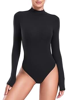 トップス andmary Juno turtle knit bodysuit mocha PULLIMORE Womens High Neck Tops Bodysuit Turtleneck Long
